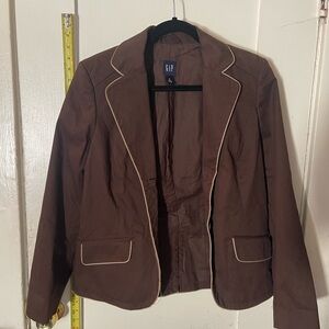 GAP Chocolate Blazer with Cream Piping